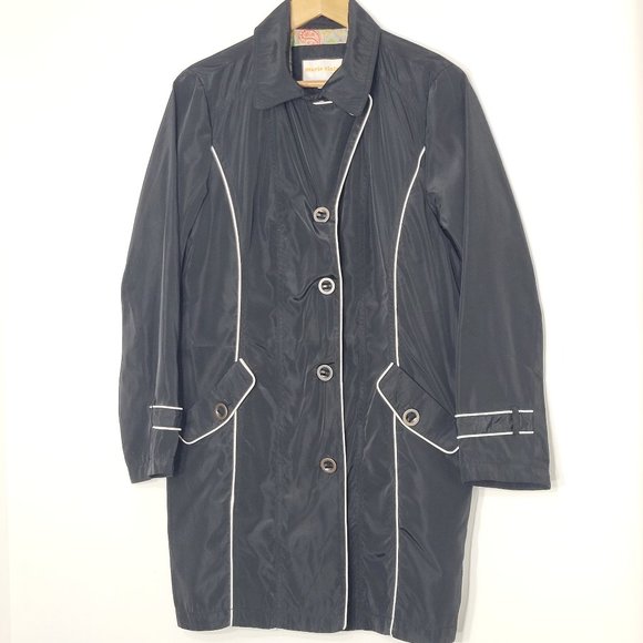 Marie Claire Boutiques Women's Black Button Up Polyester Trench Coat Jacket M - Picture 2 of 11